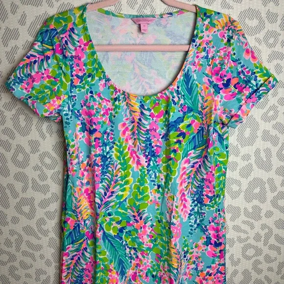 LILLY PULITZER UPF 50+ TAMMY CATCH THE WAVE SHORT SLEEVE DRESS 29495 SZ MEDIUM - Picture 2 of 10